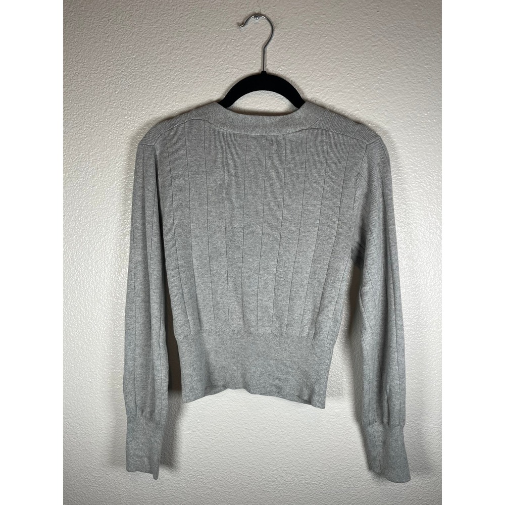 Banana Republic Ribbed V-Neck Cardigan Sweater Button Up Gray Extra Small - Picture 7 of 7